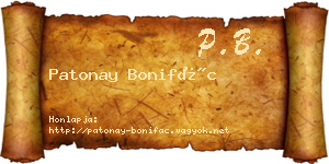 Patonay Bonifác névjegykártya